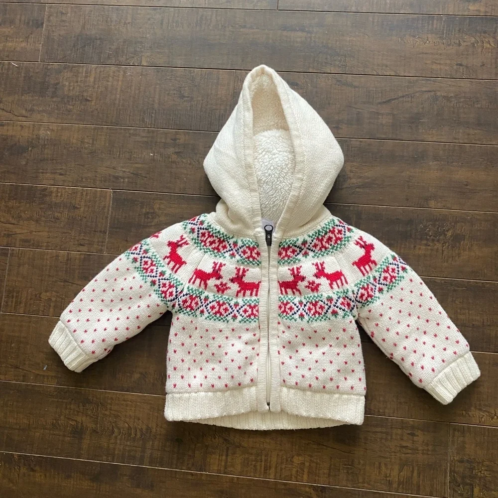Hanna Anderson Holiday Christmas Hooded lined Jacket Fair Isle - Picture 4 of 9